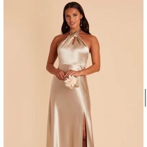 Birdy Grey - Monica Shiny Satin Dress Neutral Champange